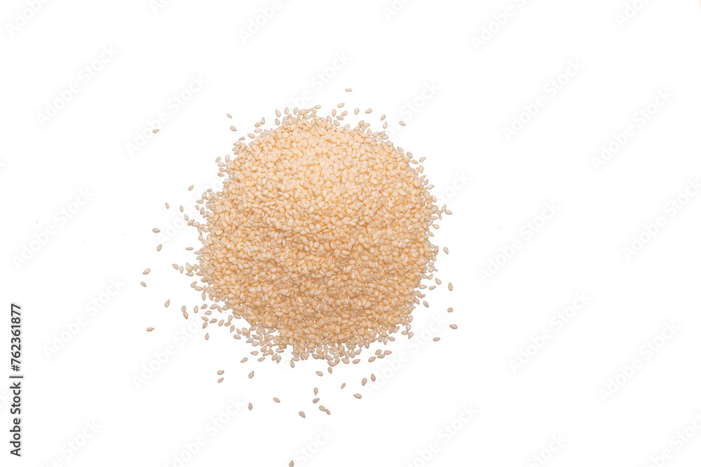 Sesame seeds heaped on an empty background