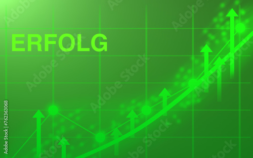 ERFOLG Schriftzug - grünes Geschäftsdiagramm zeigt Wachstum und Erfolg mit Pfeilen und Punkten, Geschäft, Büro, Wirtschaft, Diagramm, Pfeil, Geschäftsmann
