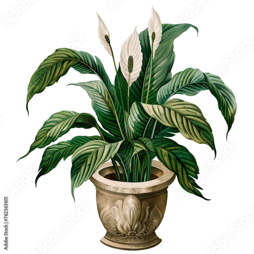 Isolated illustration of a peace lily in pot