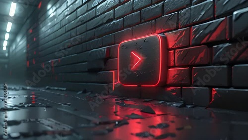 Youtube intro video red and blue play button prologue introduction template dark and moody photo