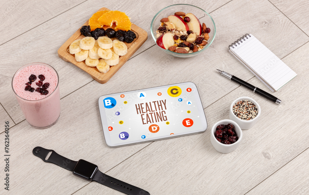 Healthy Tablet Pc compostion concept Healthy Tablet Pc compostion concept