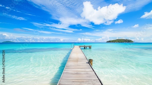 Tropical Paradise with Wooden Jetty
