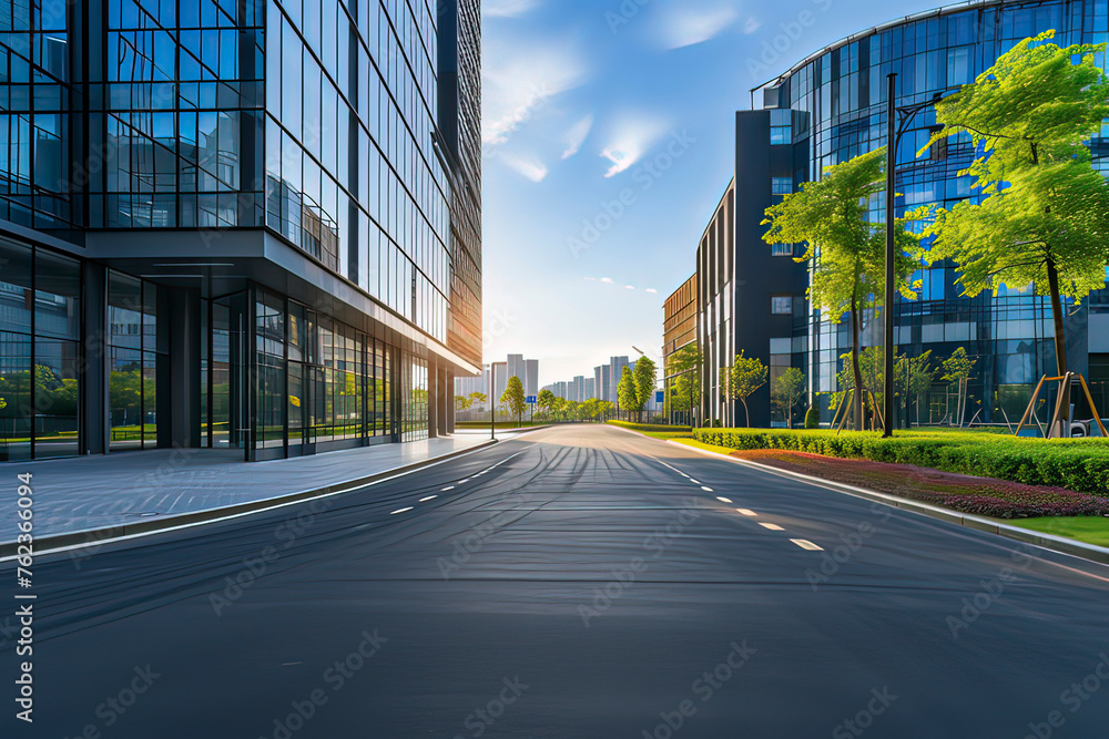 Highway and Financial Center Office Building. AI technology generated image Highway and Financial Center Office Building. AI technology generated image