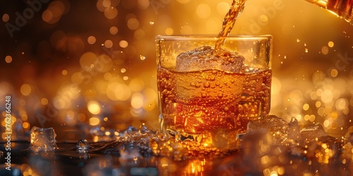 Golden Elegance  Luxurious Whiskey Pour Over Ice