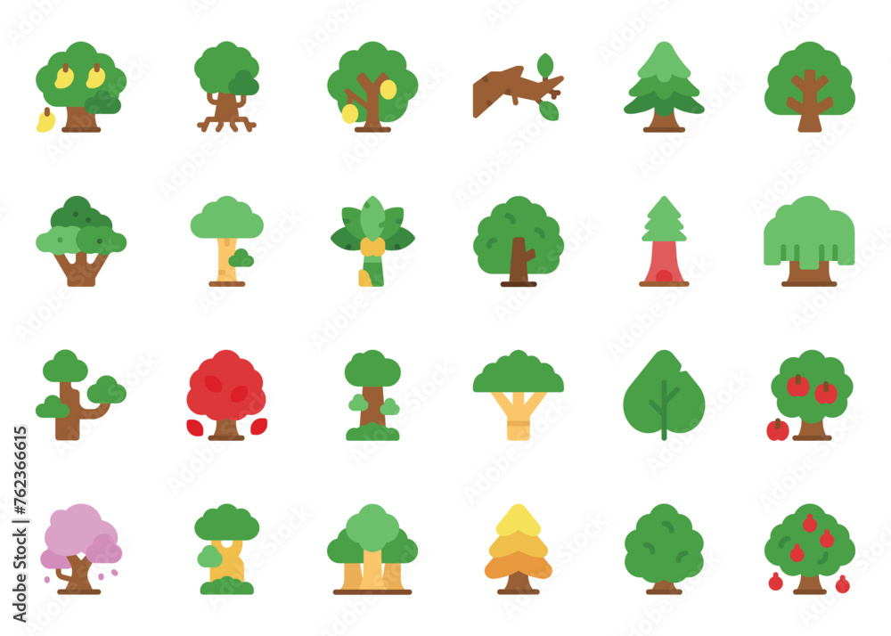Fototapeta premium Tree icon vector set. Tree icon set. Tree flat color icon collection