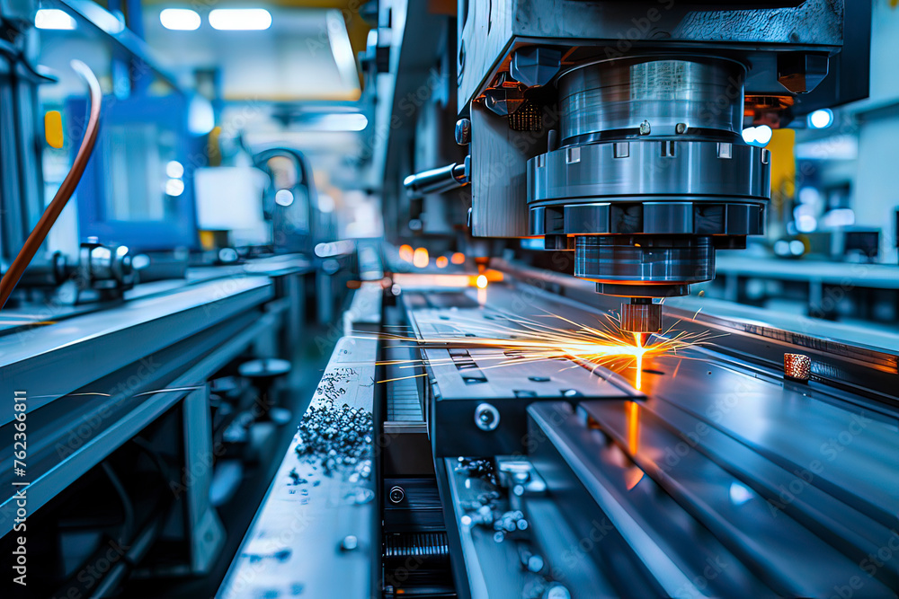 CNC machine processing. AI technology generated image