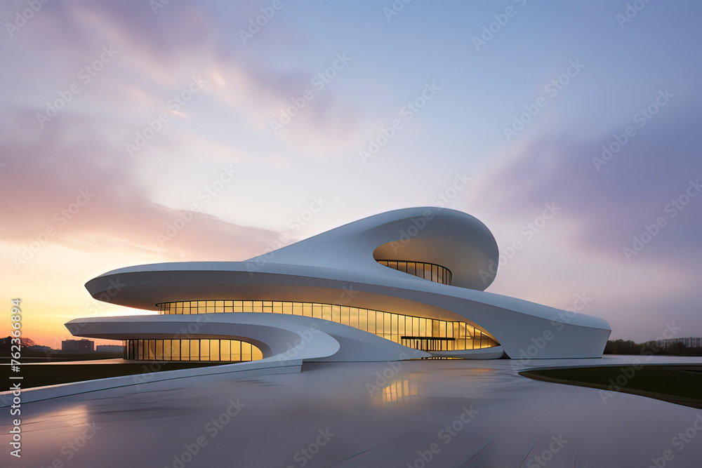 Modern architectural design of empty squares and art centers. AI technology generated image Modern architectural design of empty squares and art centers. AI technology generated image