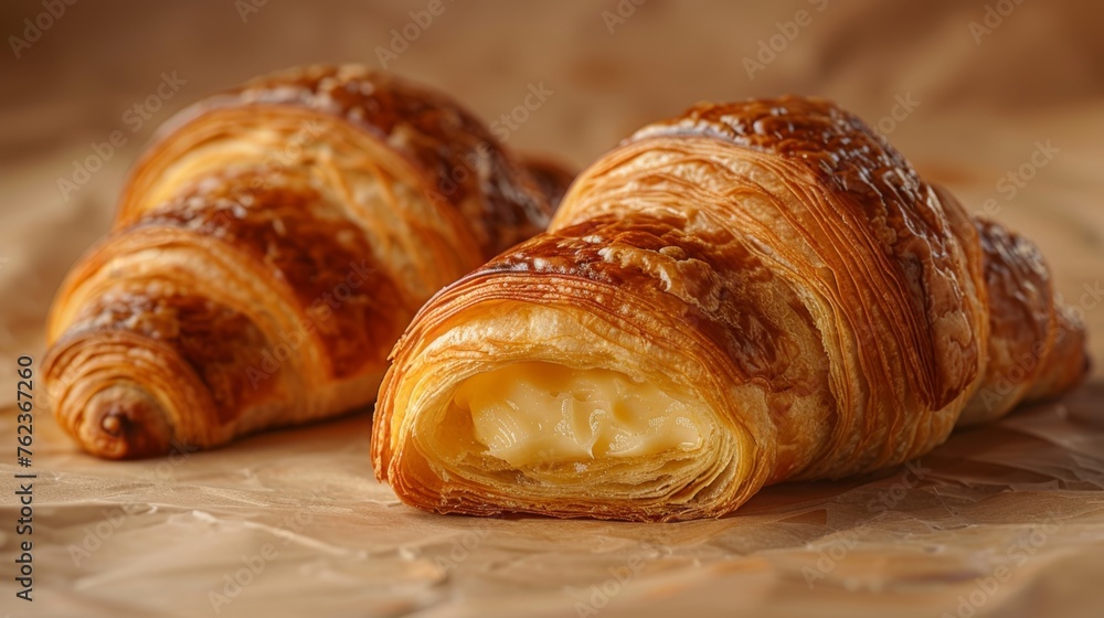 Freshly baked croissants filled with soft cream.