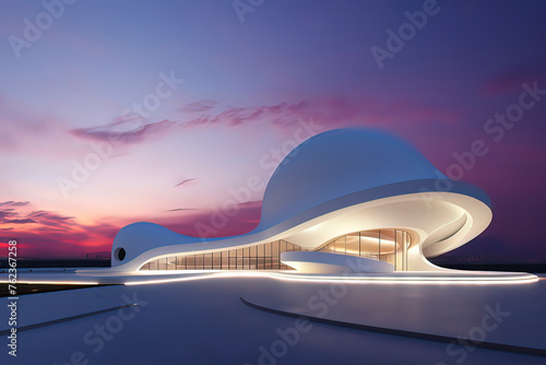 Modern architectural design of empty squares and art centers. AI technology generated image