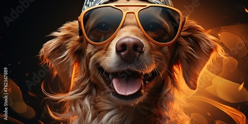 Dog Wearing Helmet and Goggles Generative AI