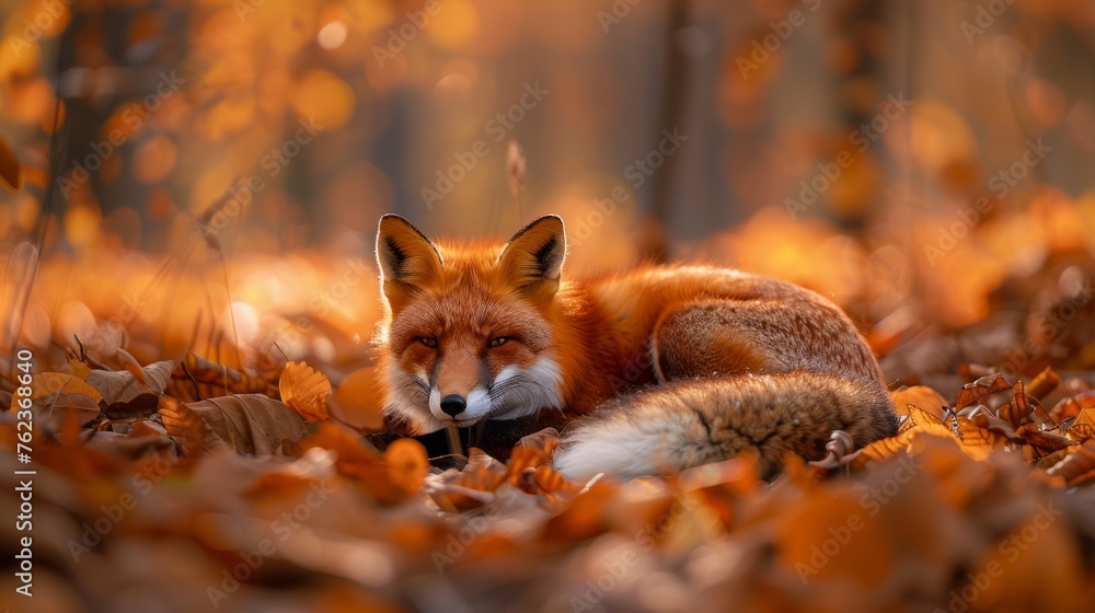 Red Fox, Vulpes vulpes in fall forest