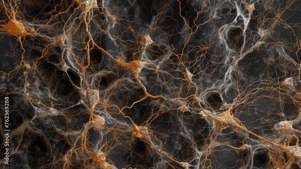 A visually striking representation of a complex network of neural cells ...