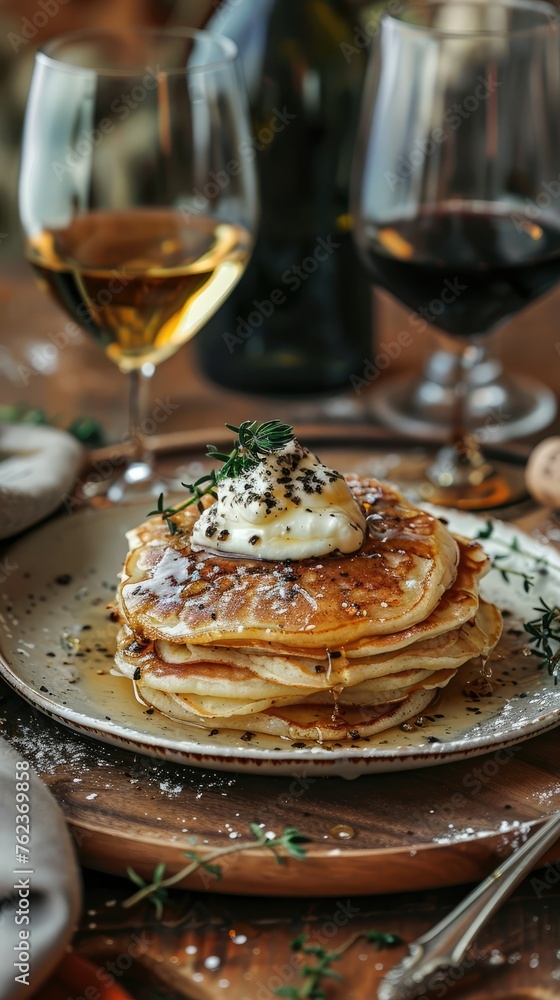 pancakes with truffle sauce and wine pancakes with truffle sauce and wine