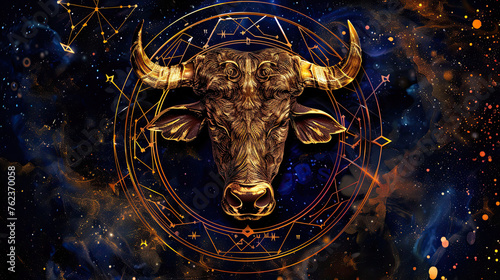 Twelve zodiacs concept. Horoscope Taurus zodiac sign.