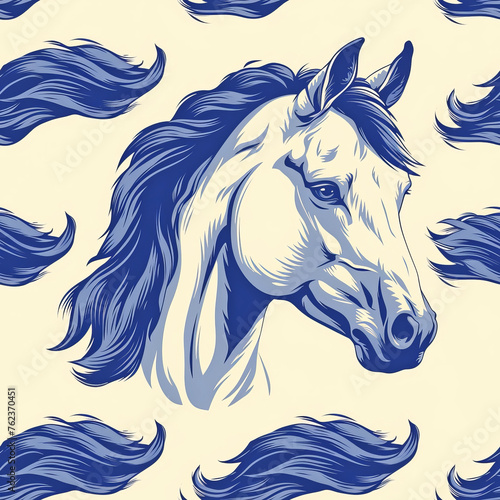 Horse Pattern Tile for seamless backgrounds and for filling surfaces, ai generated