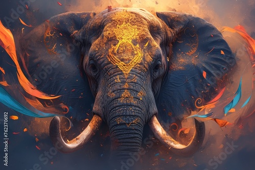 Colorful powder painted elephant 