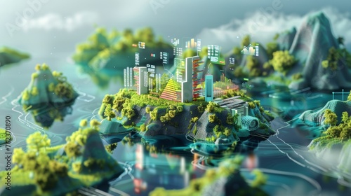 Ethereal Cityscapes  A Vision of Future Urban Islands Floating Amidst the Clouds