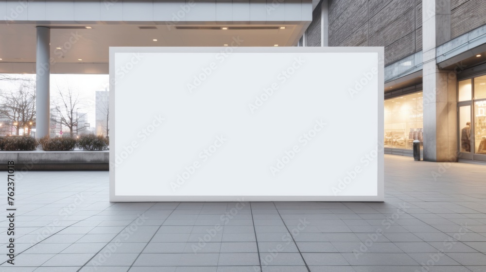 Big advertisement board space as empty blank white mockup signboard ...