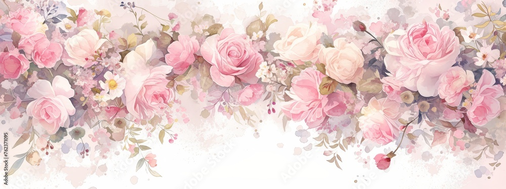 Abstract watercolor floral background vector presentation design with delicate flowers and pastel colors. - obrazy, fototapety, plakaty 