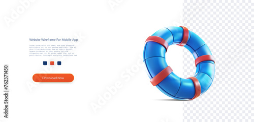 3D Lifebuoy - Safety and Rescue Symbol. Vivid 3D illustration of a lifebuoy, a symbol of assistance, safety, and support, isolated on a transparent background. Vector illustration