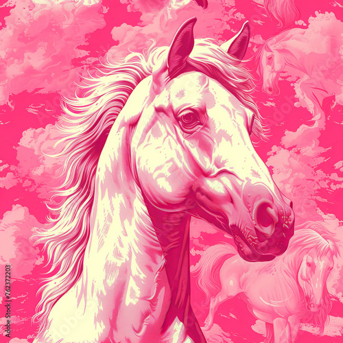 Horse Pattern Tile for seamless backgrounds and for filling surfaces, ai generated