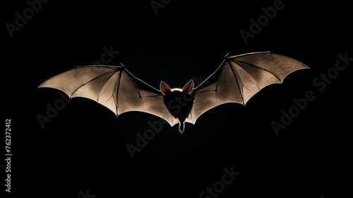 Close up of bat on night sky background, mystery animal concept, banner with copy space