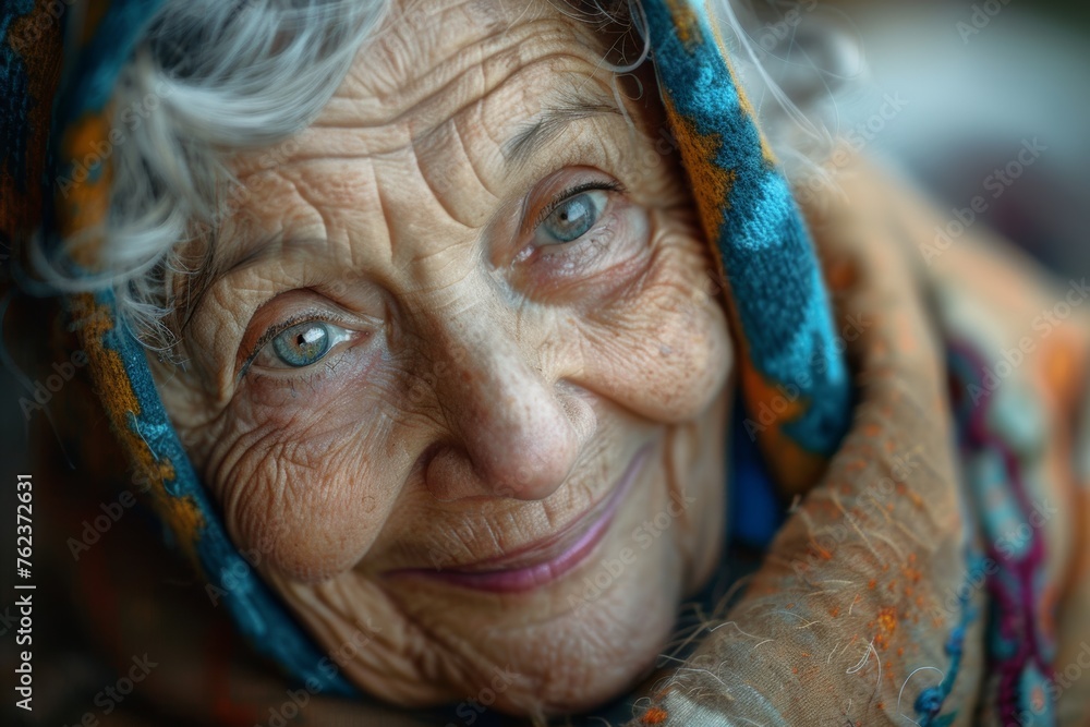 A portrait of joyful conscious woman beams with happiness, close up ,mindfulness A portrait of joyful conscious woman beams with happiness, close up ,mindfulness