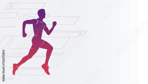 Runner's Legs Poster Illustration Design.Minimalist Sports Poster with Purple Background Color.Running Vector Flat Illustration