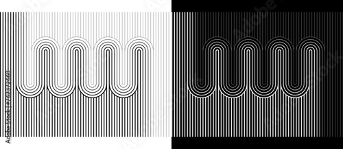 Abstract art geometric background with lines. Optical illusion with waves. Black shape on a white background and the same white shape on the black side. © Mykola Mazuryk