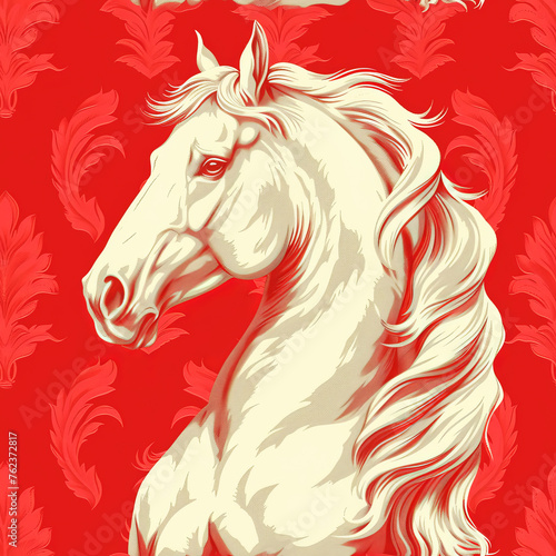 Horse Pattern Tile for seamless backgrounds and for filling surfaces, ai generated
