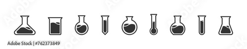 Chemical flask icon set. Science laboratory icons. Chemistry icon. Vector illustration photo