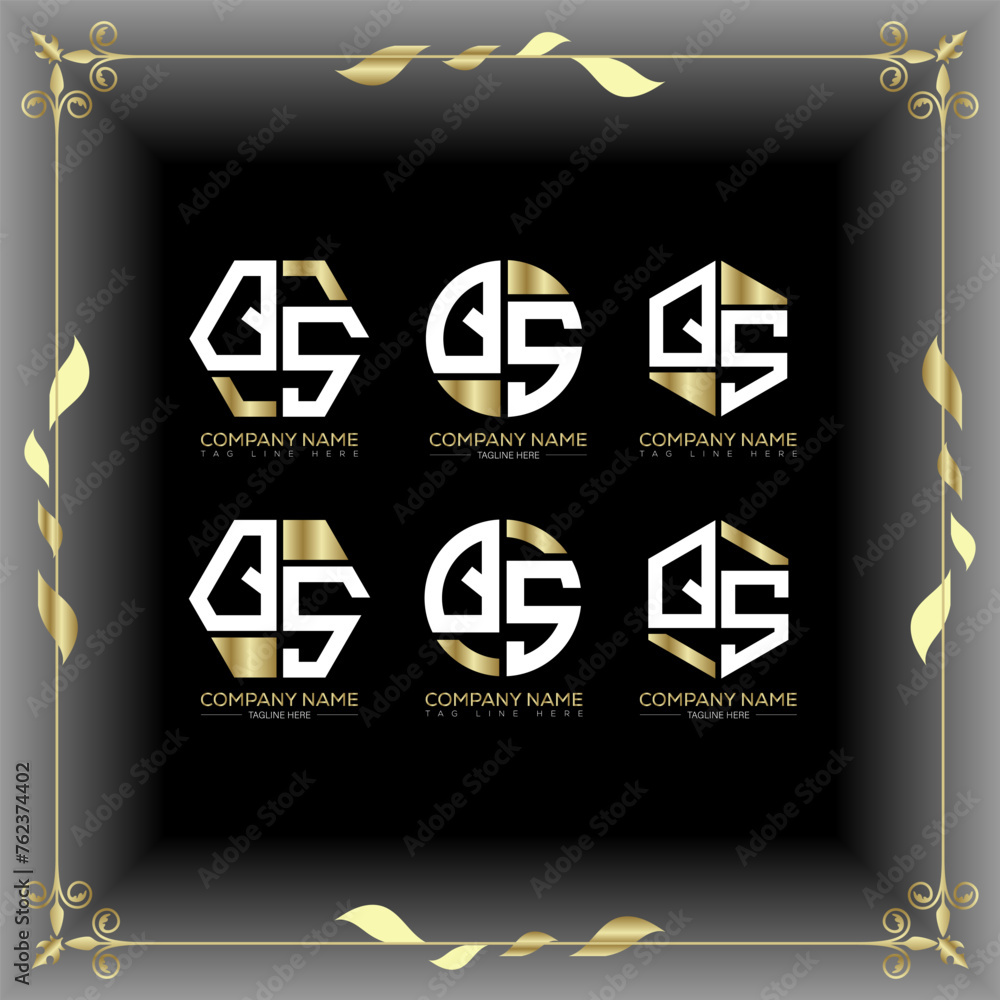 QS letter luxury logo set design.QS monogram polygonal and circle shape vector. QS luxury design. QS letter luxury logo set design.QS monogram polygonal and circle shape vector. QS luxury design.
