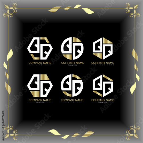 QQ letter luxury logo set design.QQ monogram polygonal and circle shape vector. QQ luxury design.