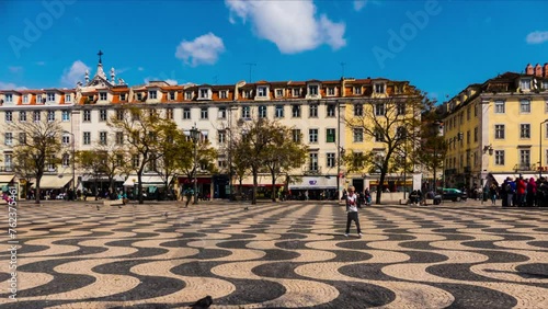 Rossio Square in city of Lisbon, in Portugal photo