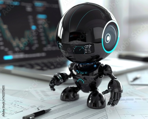 3D robot as a financial advisor, analyzing market data and providing investment insights with its advanced computing power photo