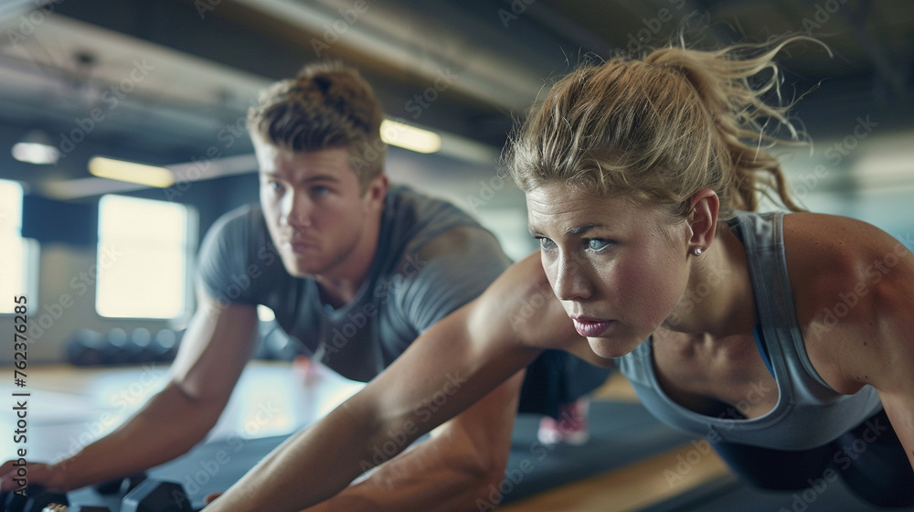 A man and woman in a gym setting