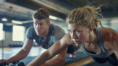 A man and woman in a gym setting