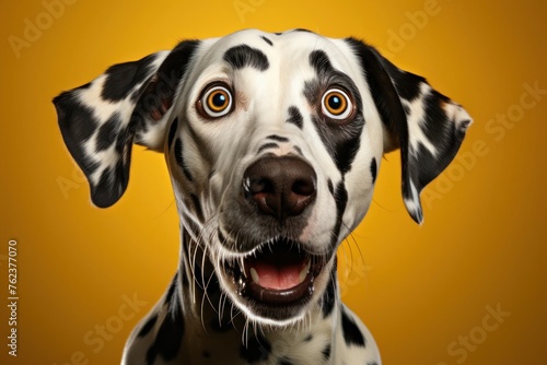 Dalmatian Dog on Yellow Background Generative AI