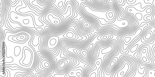 Abstract topographic contours map background. Ocean topographic line map with curvy wave isolines vector. 