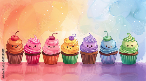 Use your skills as an illustrator to design a series of cupcake characters