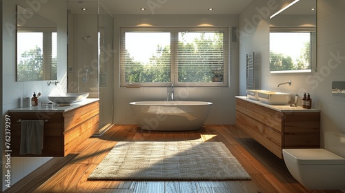 Large White Bathtub in a Bathroom