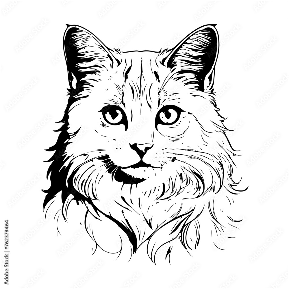 Line sketch of a cat with minimal details.