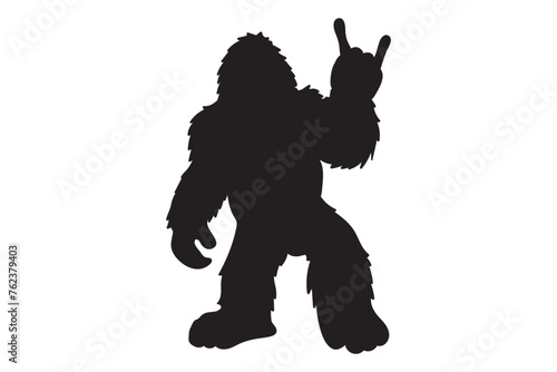 Bigfoot, Yeti, Silhouette, Bigfoot Love Sign, Bigfoot Peace Sign, Bigfoot Rock Sign, Wild Monster, Sasquatch, Bigfoot with middle finger, Stencil