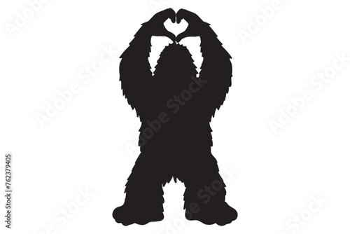 Bigfoot, Yeti, Silhouette, Bigfoot Love Sign, Bigfoot Peace Sign, Bigfoot Rock Sign, Wild Monster, Sasquatch, Bigfoot with middle finger, Stencil
