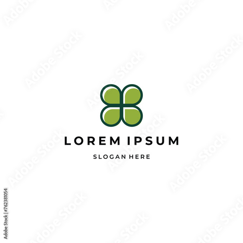 Clover Leaf Logo Design On Isolated Background