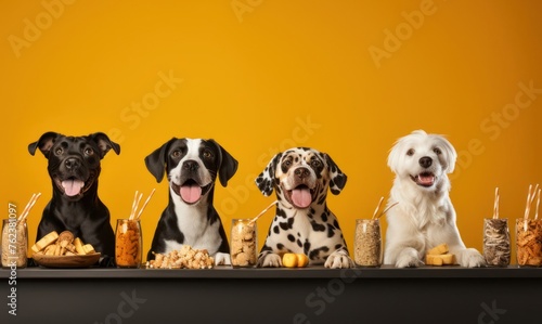 Group of Dogs Sitting on a Table Generative AI © Johnathan