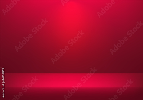 Dark Red studio room background. Empty room with spotlight effect. Template mock up for display of product, Business backdrop. Vector illustration.