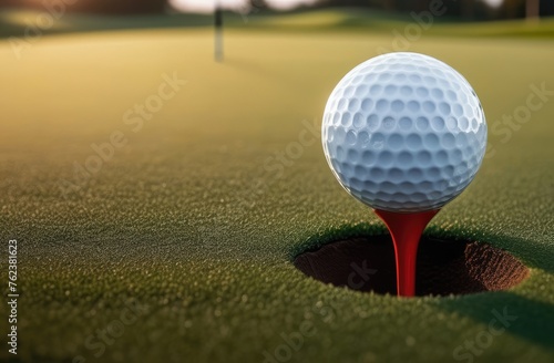 a golf ball on a green field