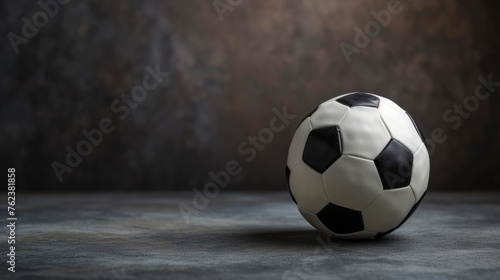 Soccer ball on a dark background with copyspace for text © Sunny