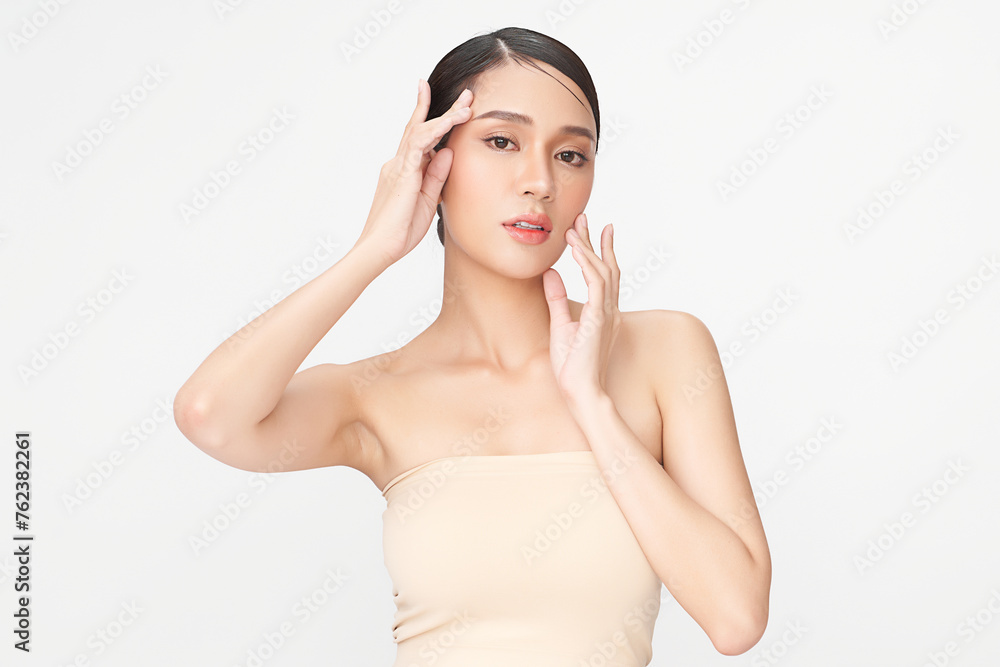 Beautiful young asian woman with clean fresh skin on white background, Face care, Facial treatment, Cosmetology, beauty and spa, Asian women portrait. Beautiful young asian woman with clean fresh skin on white background, Face care, Facial treatment, Cosmetology, beauty and spa, Asian women portrait.